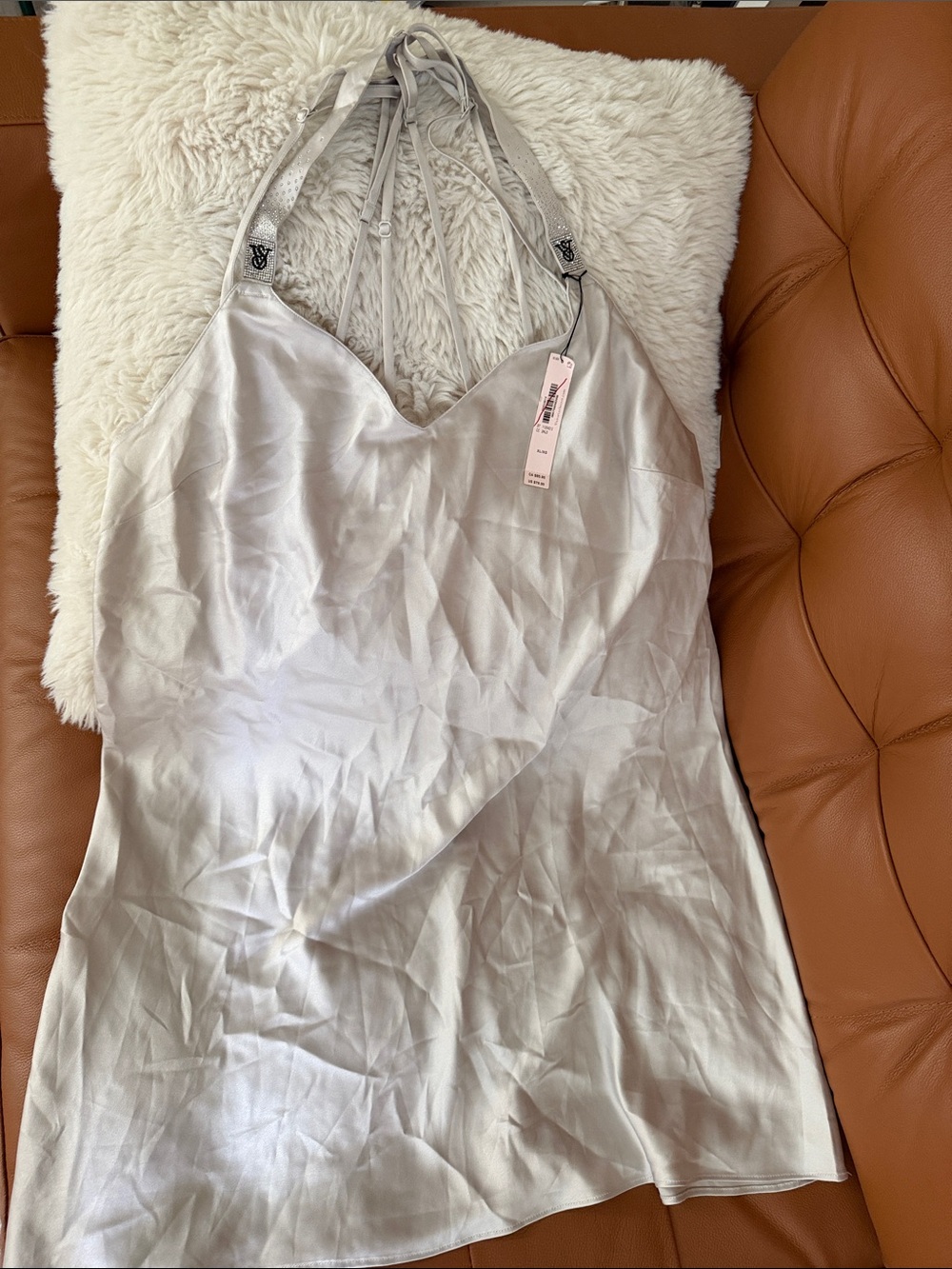 Victoria's Secret Silver Satin Slip Chemise